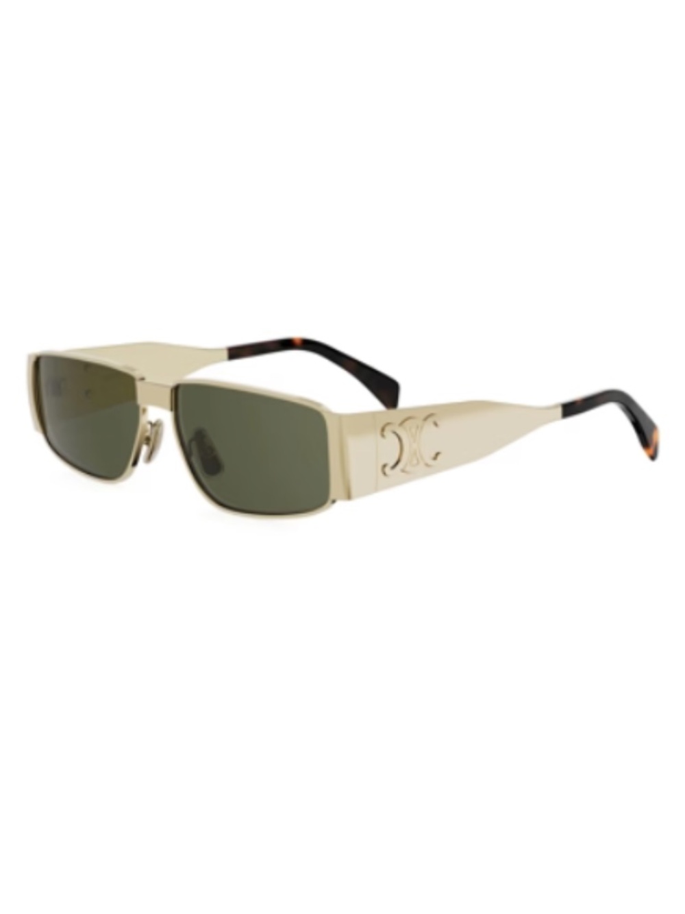 Celine CL40325U 30N 59 Shiny Yellow Gold Metal Green Sunglasses 40325U